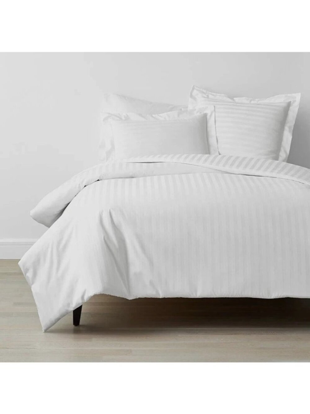 Sobel Westex White King Duvet Cover 320 Cotton Blend Strip Pattern Hotel Quality